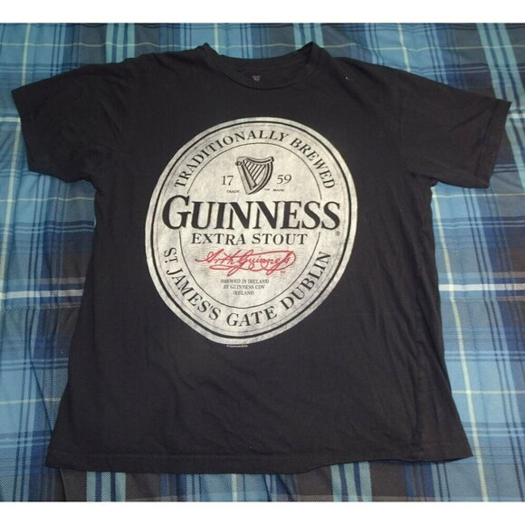 Guinness Extra Stout Black T-Shirt Size Medium - Picture 1 of 4